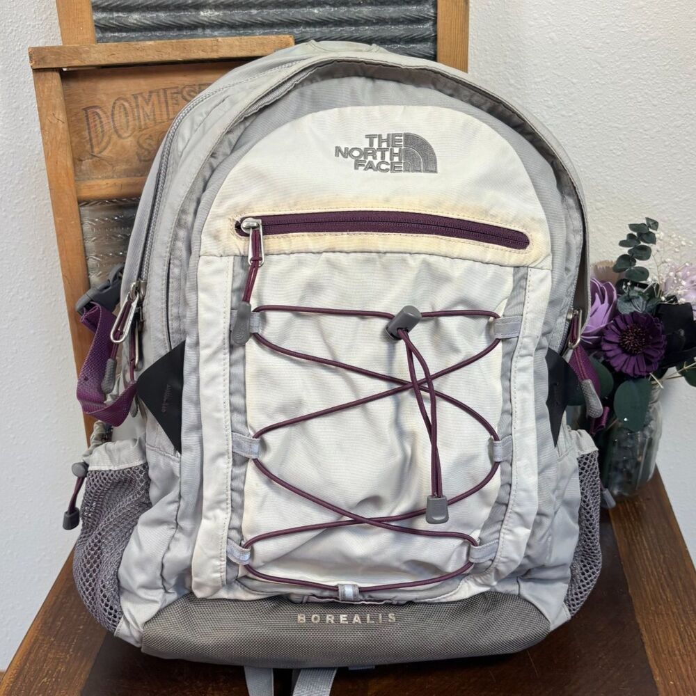 The North Face Borealis Womens Backpack Gray Purple Laptop Hiking School
